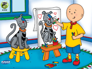 Child drawing cat dog easel - a child free wallpaper
