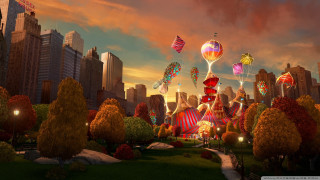 City balloons sky park trees - balloon free wallpaper