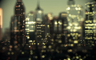 Blurry city night lights buildings 2 - volumetric free wallpaper