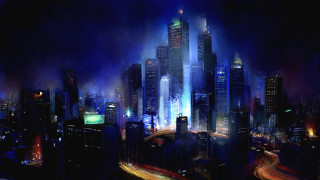 City night lights traffic painting - traffic free wallpaper