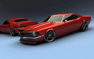 Red car black stripe hood - matte finish free wallpaper