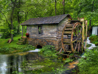 Water mill forest stream building - bessie wheeler free wallpaper for desktop