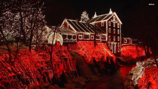 Christmas lights house red trees - christmas free wallpaper