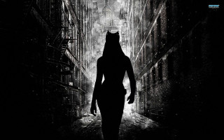 Woman cat mask alley clock - dark night free wallpaper