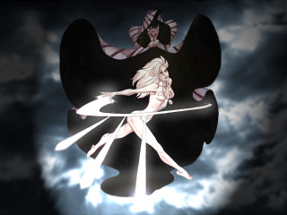 Cartoon character sword sky clouds - epsylon point free wallpaper