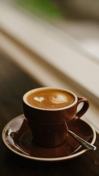 Coffee heart saucer table window - a table next free wallpaper for mobile