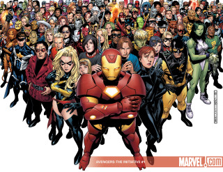 Avengers group crowd arms around - alan davis free wallpaper for desktop