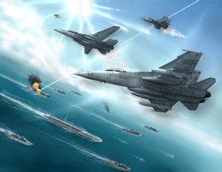 Fighter jets ships ocean sky - fighter jet free wallpaper