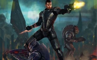 Futuristic man gun sci fi - mass effect free wallpaper