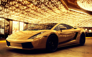 Gold sports car garage ceiling - a garage free wallpaper