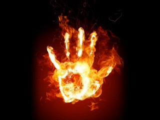 Hand flames black background red 2 - a hand free wallpaper for desktop