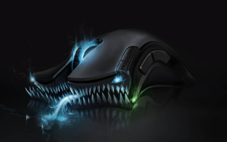 Glowing mouse fire eyes skull - a computer mouse free wallpaper