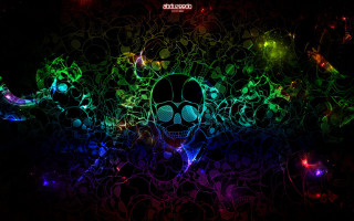 Colorful wall skull neon light - a colorful wall free wallpaper