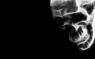 Skull long tail black background - white line free wallpaper for desktop
