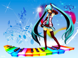 Girl long hair piano music - a piano keyboard free wallpaper