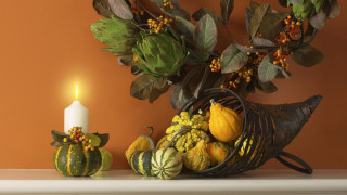 Candle fruit vegetables mantle pumpkin - fall vibrancy free wallpaper
