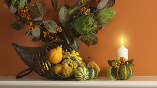 Candle fruit vegetables mantle pumpkin 2 - fall vibrancy free wallpaper