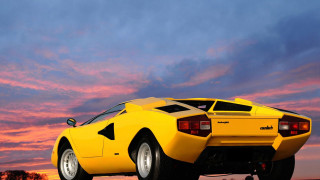 Yellow sports car sunset pink - a yellow sports car free wallpaper