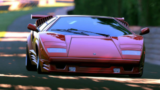 Red sports car driving green - outrun free wallpaper