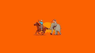 Elephants man horse desert orange - the desert free wallpaper