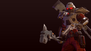 Robot gun helmet knife holding - unreal engine 5 quality free wallpaper