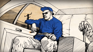 Man couch gun drawing blue - blueprint free wallpaper for desktop