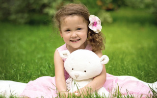 Little girl pink dress teddy - caroline lucy scott free wallpaper