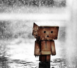 Little robot rain umbrella eyes - free rain wallpaper for tablet