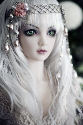 Doll long white hair flower - a doll free wallpaper for mobile