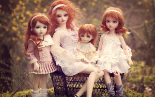 Three dolls forest sisters gothic - the background and grass free wallpaper