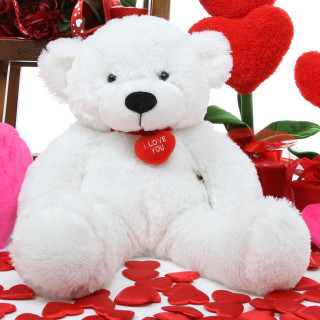 White teddy bear hearts flowers 2 - cedric seaut free wallpaper for tablet