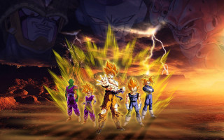 Dragon ball characters lightning sky - a lightning background free wallpaper