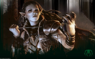 Woman armor sword dark green - a woman in armor holding free wallpaper