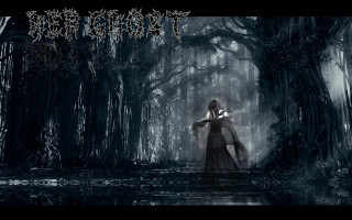 Gothic forest woman black dress - dark art free wallpaper