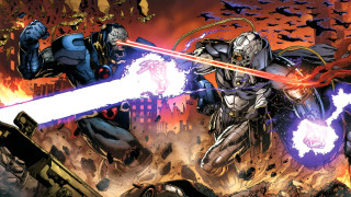Robots fighting red lightsaber city - apocalypse free wallpaper