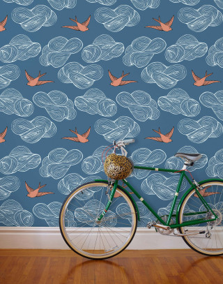 Bicycle parked wall bird wallpaper - a bicycle free wallpaper