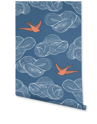 Blue orange bird pattern wallpaper - free bird wallpaper for mobile