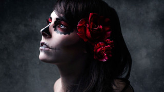 Woman makeup flowers facepaint blood - makeup free wallpaper for desktop