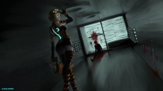 Woman cat room bloody window - bloody free wallpaper