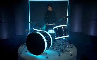 Man drum set dark room - anthony angarola free wallpaper