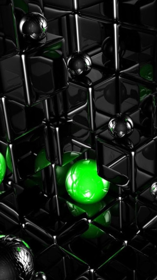 Green light black background cubes - many free wallpaper for mobile