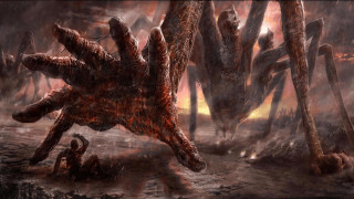 Giant spider forest legs scene - eldritch free wallpaper for desktop