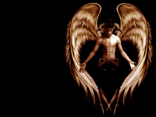 Man angel wings dark hands - anne stokes free wallpaper