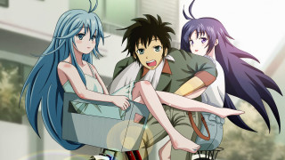 Anime characters bench city street - sky free wallpaper