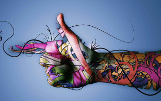 Hand painted tattoo blue background - arm free wallpaper for desktop