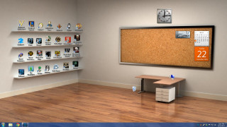 Computer desk corkboard clock calendar - a computer desk free wallpaper