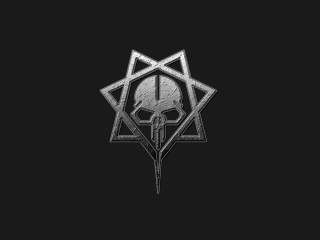 Skull pentagram black background triangle - metal free wallpaper