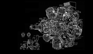 Motorcycle engine labeled black white - chesley bonestell free wallpaper
