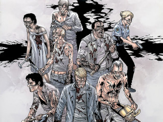 Zombies man knife beer group - ashcan school free wallpaper