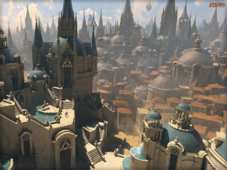 Futuristic city tall buildings blue - craig mullins free wallpaper